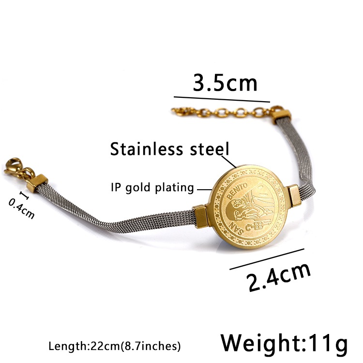 304 Stainless Steel Pendant Material Stone-Free Inlay Material Real Gold Plated Human Round 304 Stainless Steel Simple Style Waterproof Non Tarnish Bracelets