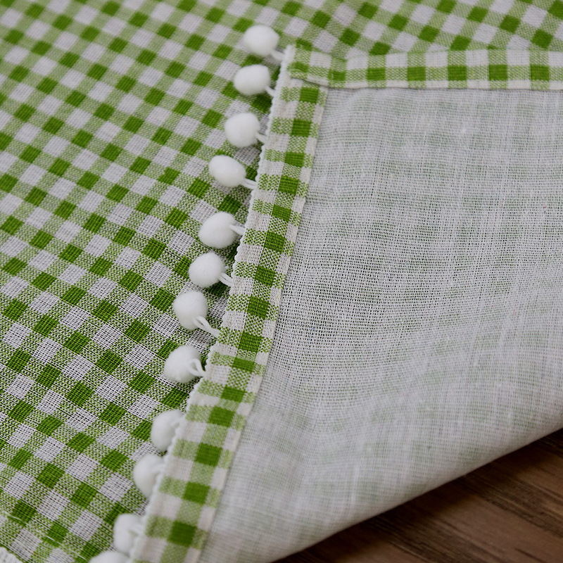 Nordischer Karomuster Türvorhang Mit Spitze Und Stangendurchzug_voghion.com