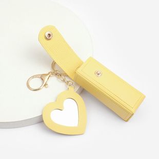 Ruiguo Leather Portable Lipstick Bag, Lip Balm Bag with Small Mirror, Exquisite and Fashionable Lip Protection Bag