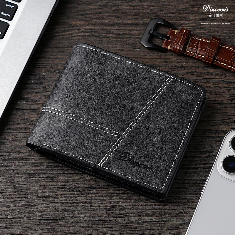 Nuevo hombre cartera corta comercio exterior ventas calientes retro cartera horizontal fábrica de cartera al por mayor tendencia