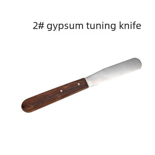 Dental and odontological plaster mixing knife, cutting knife, impression material mixer, wooden-handled metal plaster mixer, stainless steel mixing knife