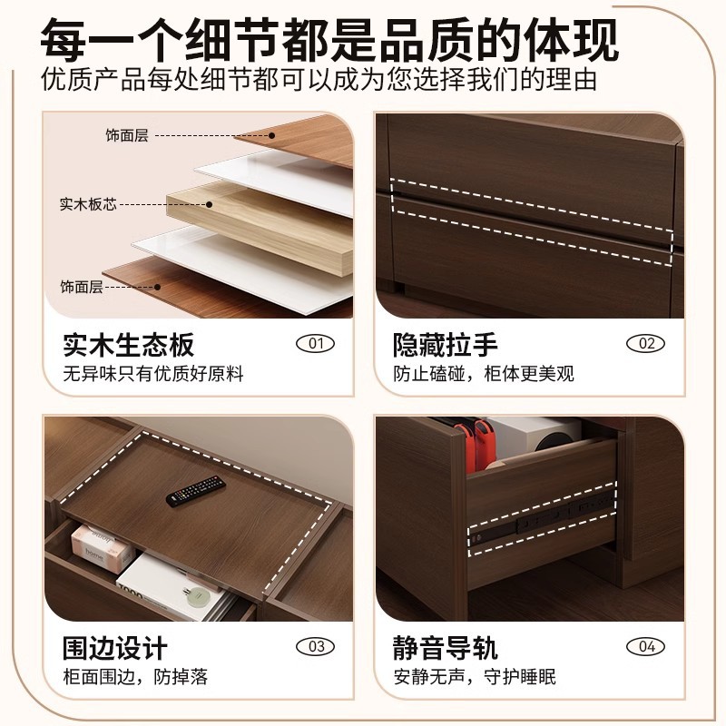 Gabinete de televisión de piso para sala de estar doméstica 2025 nuevo armario de almacenamiento integrado estilo antiguo mezcla de mesa de té de casa pequeña