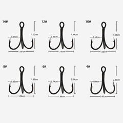 Triple-Enhanced Anchor Hook Titanium Coating Sharp Black Nickel Three-Prong Fishing Hook Set Black Diamond Feather Lure Fishing Hook