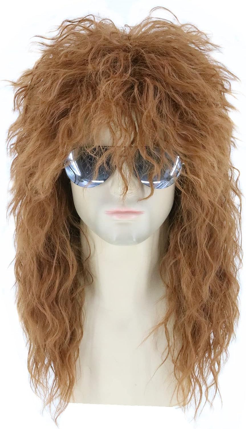 Europeos y estadounidenses Halloween pelucas COS vestido punk negro para hombres pelucas de metal pesado discoteca fiesta rock roll