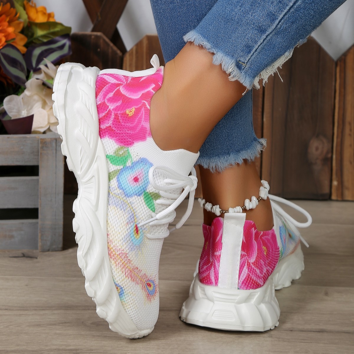 Suole arcobaleno nuovo colore moda femminile con una corrispondenza completa di scarpe sportive casual scarpe da donna in rete_voghion.com