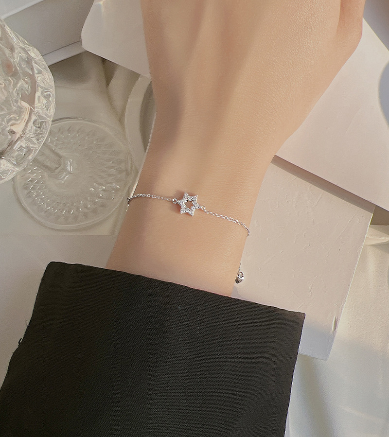 Inlay Design Simple Style Star Copper Zircon Bracelets In Bulk