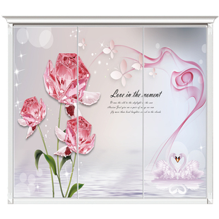 Wardrobe Door Custom-Made Wardrobe Sliding Door Wall Cabinet Door Simple Sliding 3-Door Custom Tempered Glass Wardrobe Sliding Door