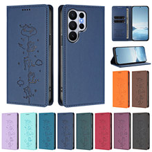 新款手机皮具适用三星S26ultra小猫翻盖A37强磁对吸皮套S21手机壳