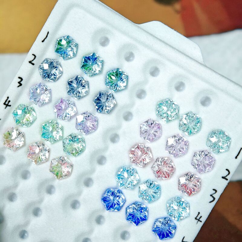 Gradient Frost Flower Cut Hexagonal Double Flower Plated Zircon Gemstone Hot-Selling Nail Art Earring Main Stone Loose Stone Gradient Frost Flower Cut Hexagonal Double Flower Plated Zircon Gemstone Hot-Selling Nail Art Earring Main Stone Loose Stone