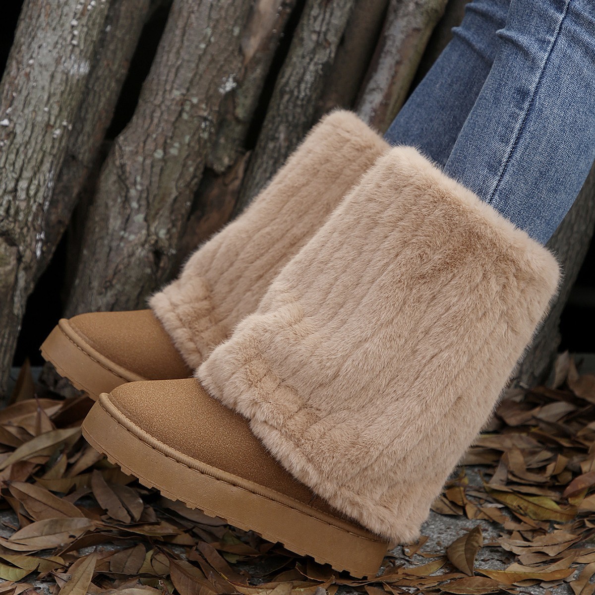 Transfronterizo 2025 nuevo engrosado de lana de invierno de moda caliente botas cortas botas de nieve de mujer comercio exterior