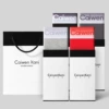 Men's small edge gradient large white box with four strips (black + light gray + red + dark gray)