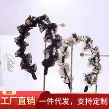 新款韩版网纱蕾丝珍珠发箍仙女森气洗脸外出可爱雪纺气质大肠头箍