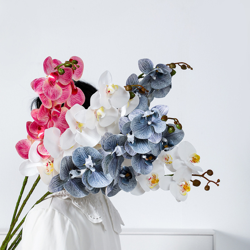 Phalaenopsis artificial flower wet 3d printing high quality white 9 diy single hand gift bionic butterfly flower Phalaenopsis artificial flower wet 3d printing high quality white 9 diy single hand gift bionic butterfly flower