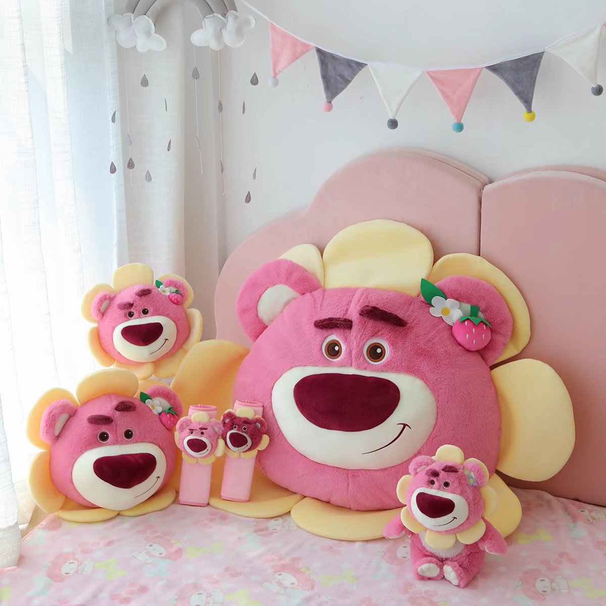 귀여운 꽃 요정 딸기 곰 자동차 인테리어 좌석 쿠션 목 베개 머리 받침 자동차 용품