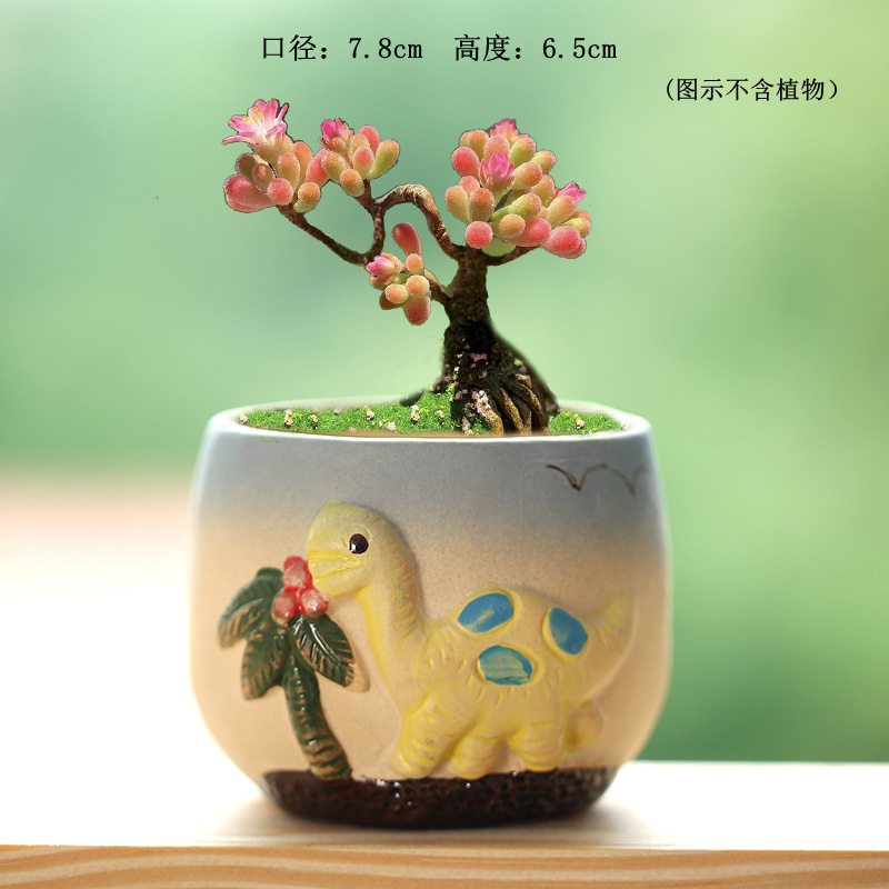 白羊可爱卡通小动物彩绘异形透气多肉花盆个性超萌摆件工艺品批发|undefined
