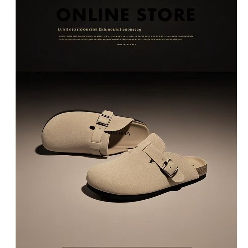 2025 Spring and Autumn Non-Slip Slippers Couple Style Birkenstock Shoes Women's Birkenstock Shoes Men's Closed-Toe Half-Slip Sandals