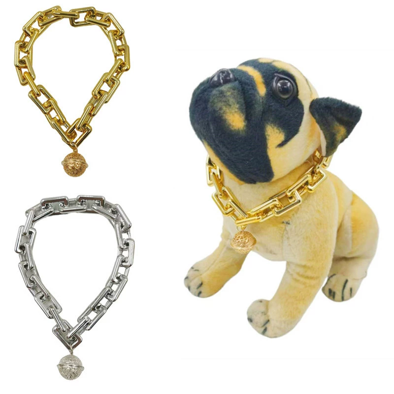 2024 Домашние животные колокольчики ожерелье метод ведра золотистый шерстистый лабрадор собака большая золотая цепь квадратная пластиковая декоративная цепь