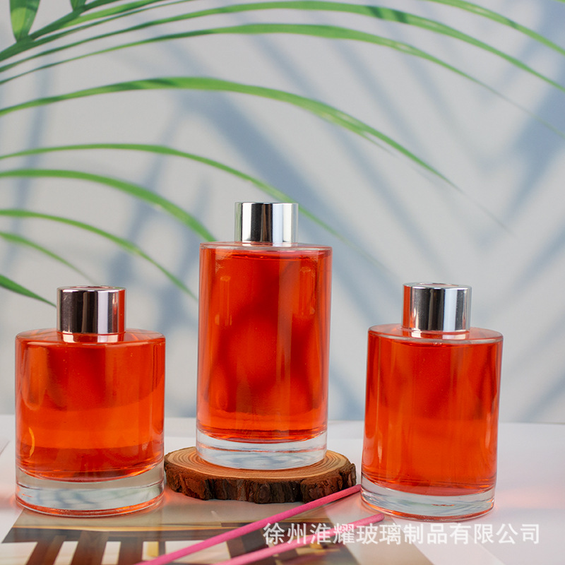 Cross-border cylindrical aromatic glass bottle 100ml no flame rattan diffuser fragrance incense diffuser transparent aromatic incense bottle empty