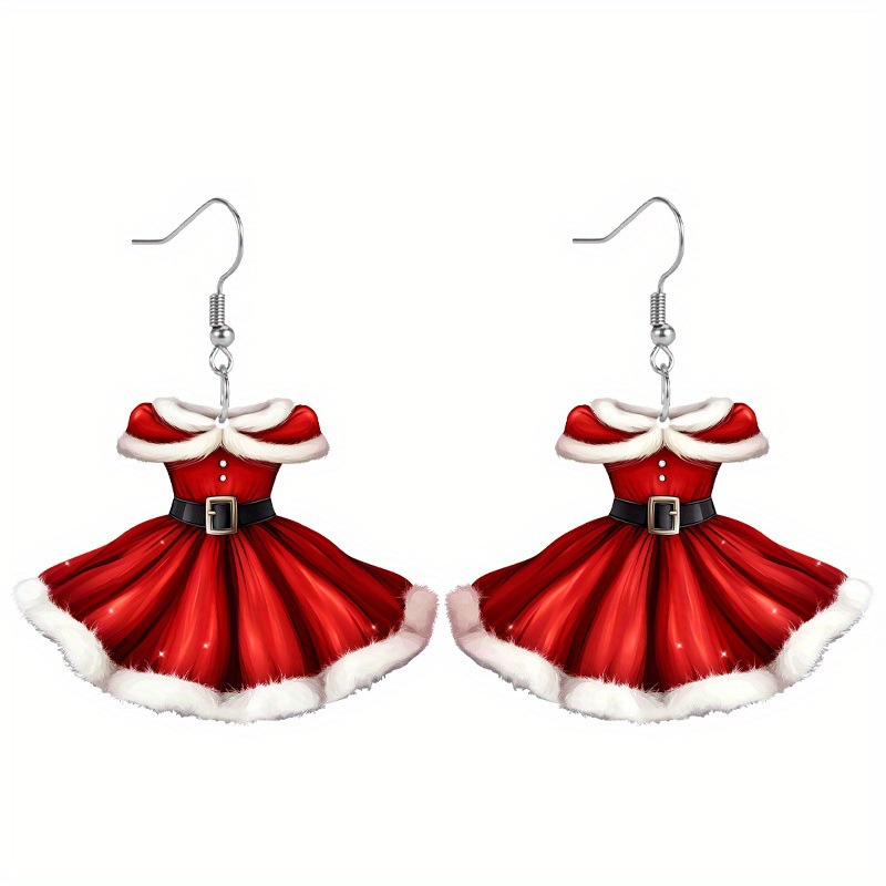 Dresses Pattern 1 Pair Christmas Casual Dresses Printing Arylic Drop Earrings