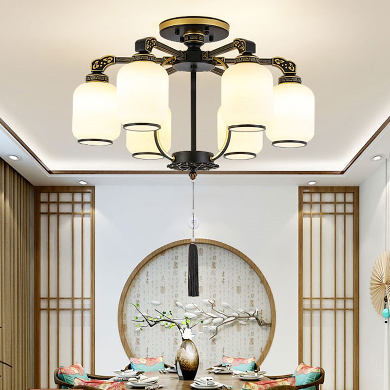 Chinese style Bedroom lights Built-on Dual use Kirsite a chandelier Lampshade Ash Simplicity New Chinese style a living room