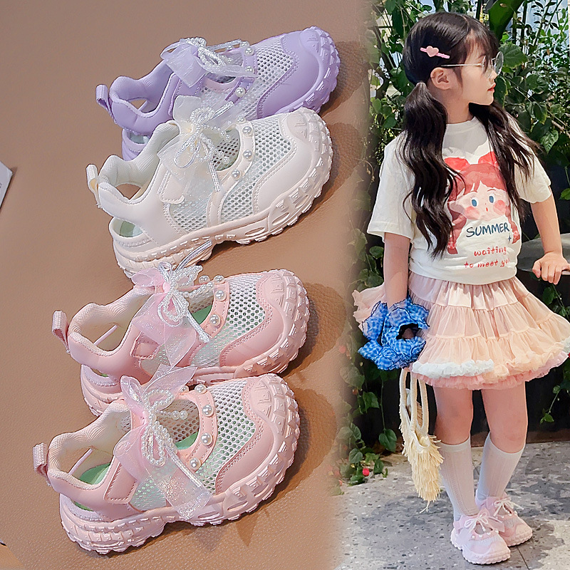 Fashionable children's sports sandals with bow