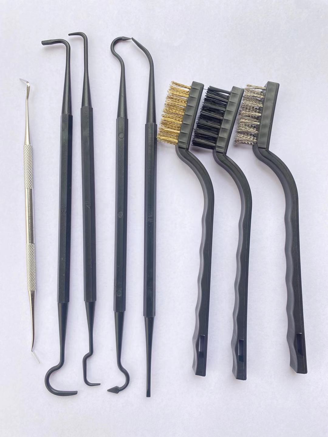 亚马逊 8pcs清洁套装 清洁钩 清洁刷管刷机械清洁工具 手柄刷