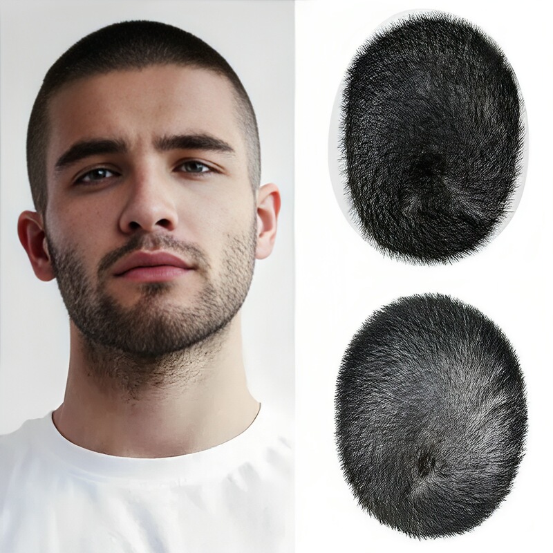 Men's Real Hair Seamless Natural Bio Scalp Ultra-Thin Hairpiece for Baldness Real Hair Hand-Woven Top Hair Replacement Piece