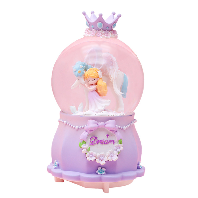 Romántico secreto bosque bola de cristal luminosa caja de música caballo blanco creativo decoración de escritorio de niña regalo de estudiante al por mayor