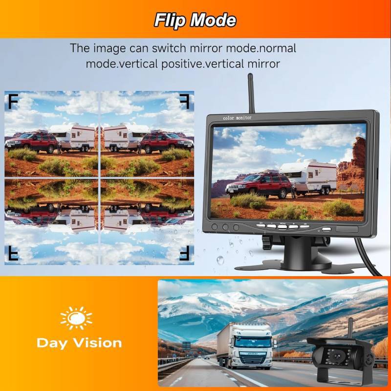 7inch Wireless Vehicle Monitoring Digital Signal Stable Long-Distance Ahd1080P Reversing Image