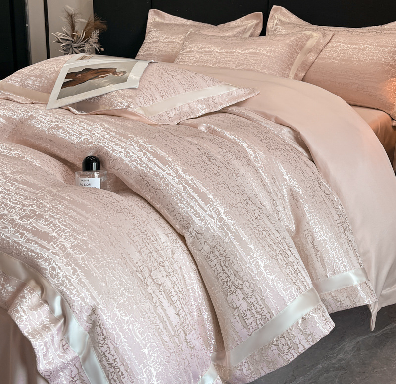 Juego de cuatro piezas de seda lavada, funda de edredón de seda de hielo, sábana de dormitorio principal de lujo ligero de verano