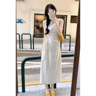 法式白色无袖背心连衣裙子女2026新款夏季海边度假高级感气质长裙
