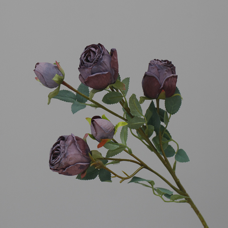 Flores de simulación 5 flores de seda retro rosa de borde focal decoración de boda flores falsas ramo de flores secas diseño de alto nivel