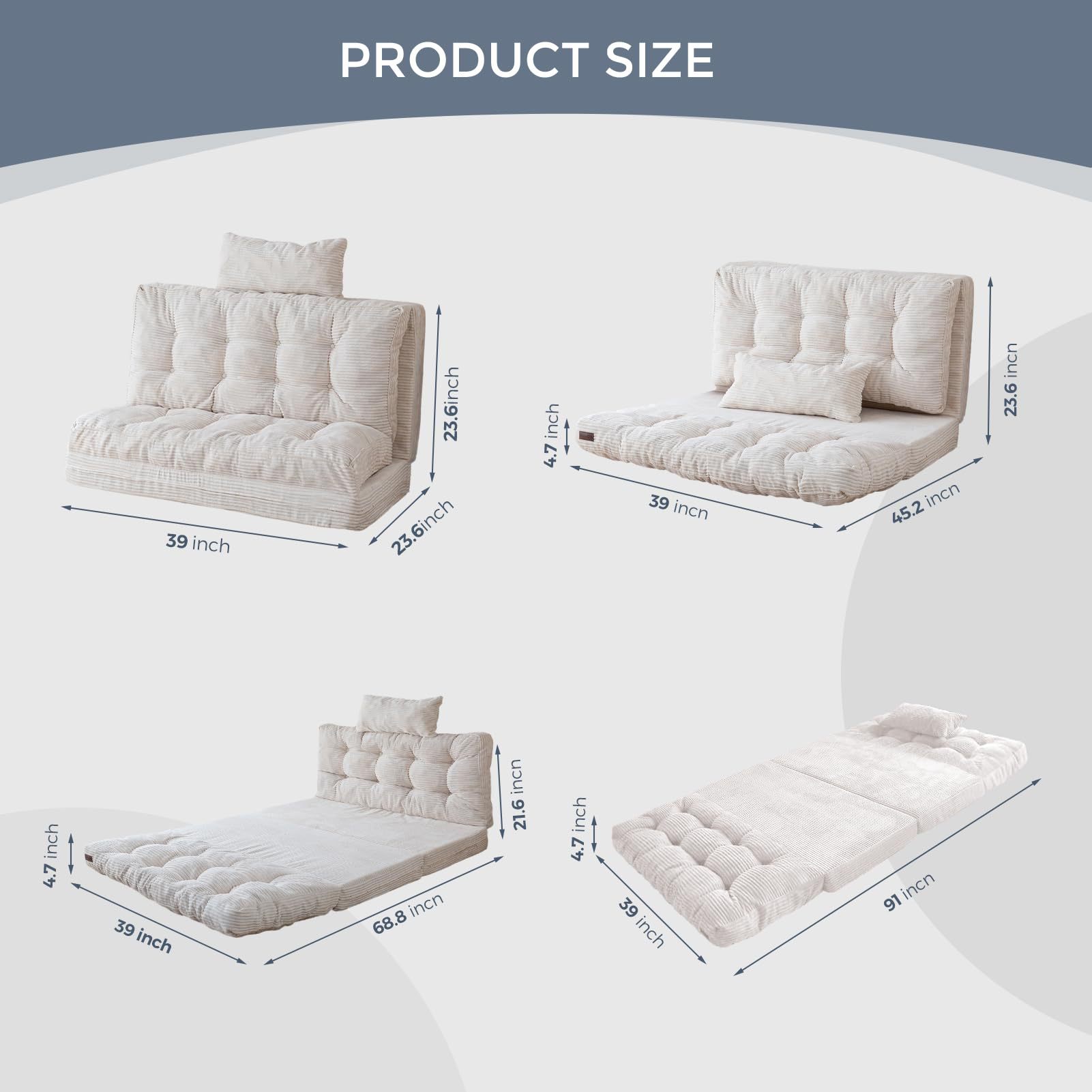 Amazon sofá cama plegable uno-quatro - uso espeso esponja colchón de suelo de velcro sofá cama de sala de estar