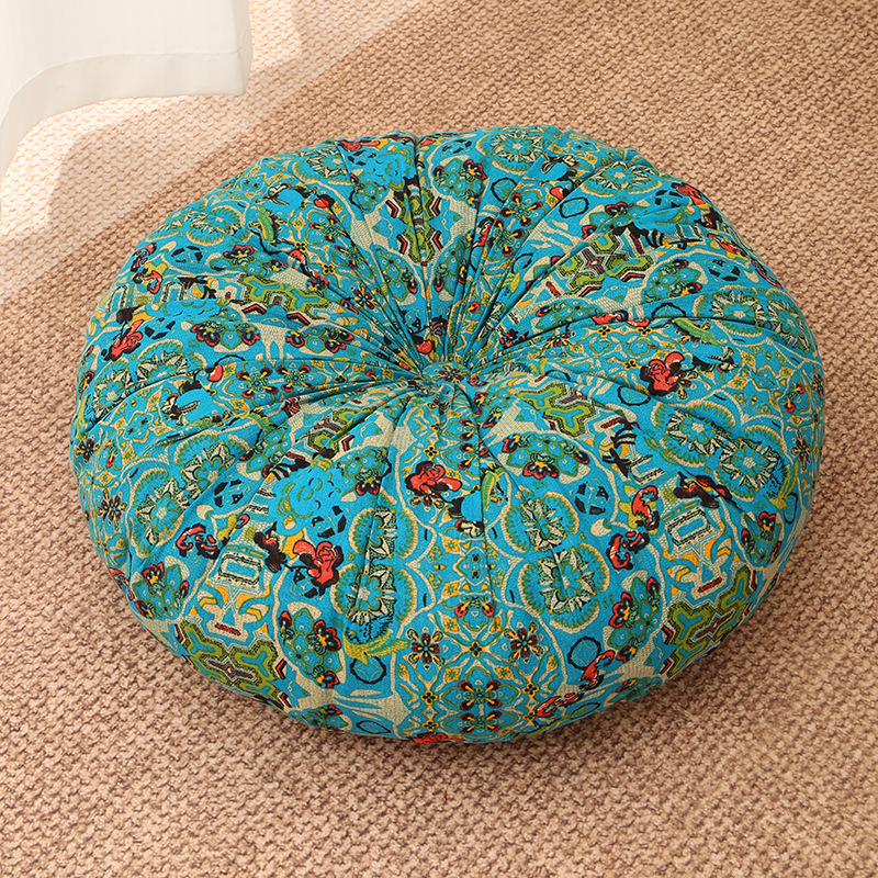 Cojín de cojín de trasero perezoso de piso grueso Cojín de tatami de ventana salediza retro Cojín de algodón y lino