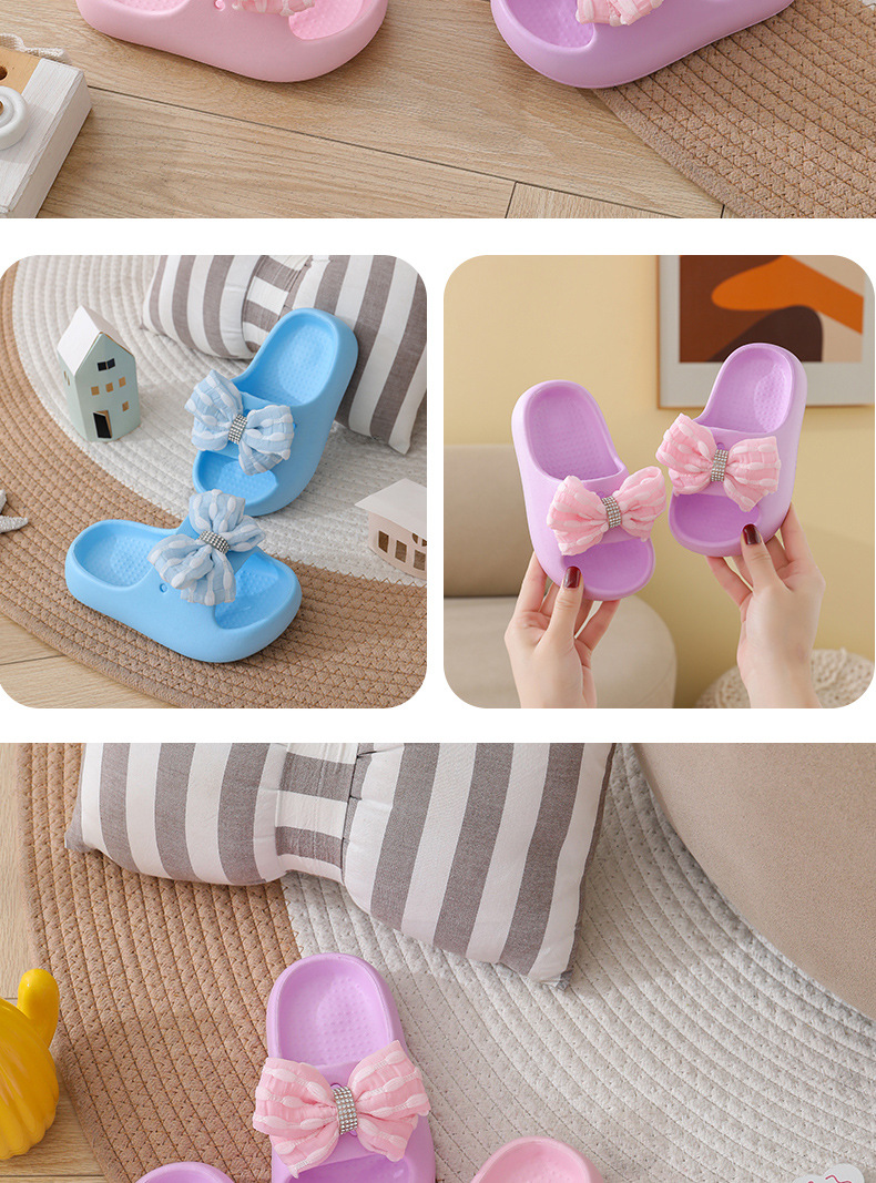 Kinder Damen Sommer süße Schleife Instagram rutschfeste dicke Sohle Indoor Outdoor Wear atmungsaktiv und bequem Koreanisch_voghion.com