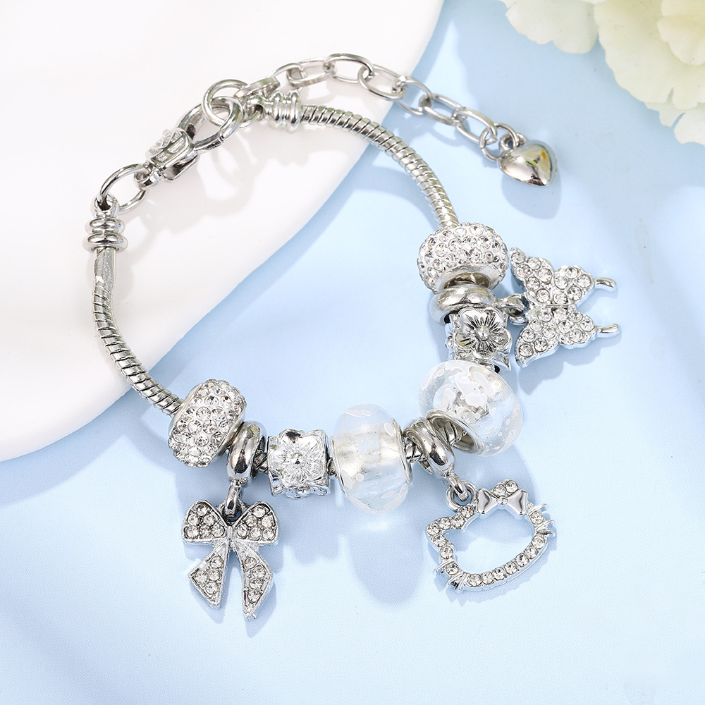 (Cross-border trading), copper bracelet with zircon, children's fashionable accessory, pendant, chain, light luxury style, DIY 3