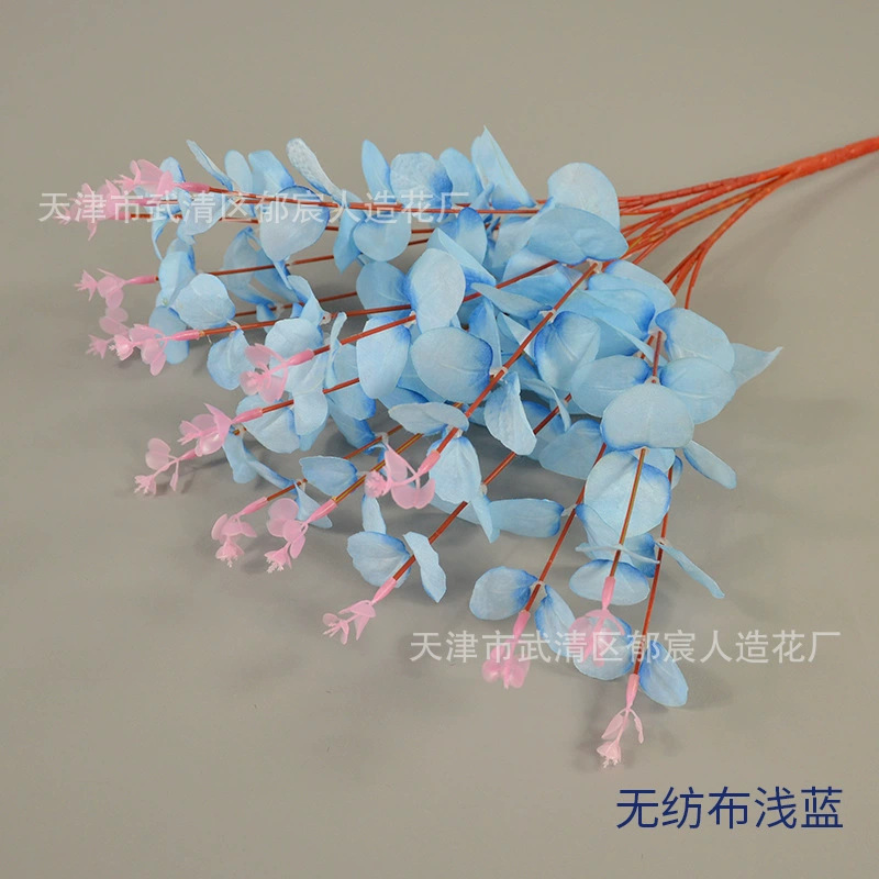 Eucalipto Artificial al por Mayor para Decoración de Bodas, Ramo de Eucalipto de 4 Ramas y 16 Cabezas, Flores Artificiales de Mano, Plantas Artificiales