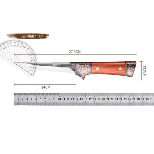 Forged boning knife, copper head boning knife, butcher's knife, portable hand-held meat knife, butchering pig and sheep, dividing sharp knife, fruit knife
