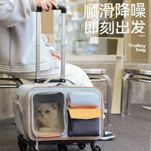 Cat Bag Portable Outgoing Pet Trolley Case Luggage Case Small Dog Bag High Color Value Anti-Stress Cat Backpack