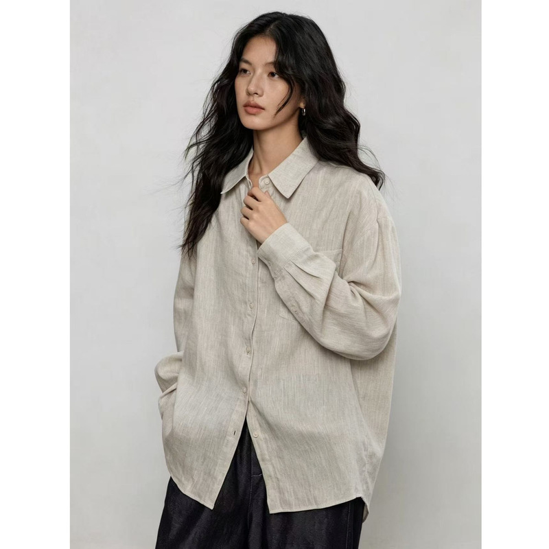 Havegan/Spring and Autumn Long Sleeve Linen Shirt for Women, Loose Fit, 2026 New Old Money Style, Casual and Relaxed Havegan/Spring and Autumn Long Sleeve Linen Shirt for Women, Loose Fit, 2026 New Old Money Style, Casual and Relaxed