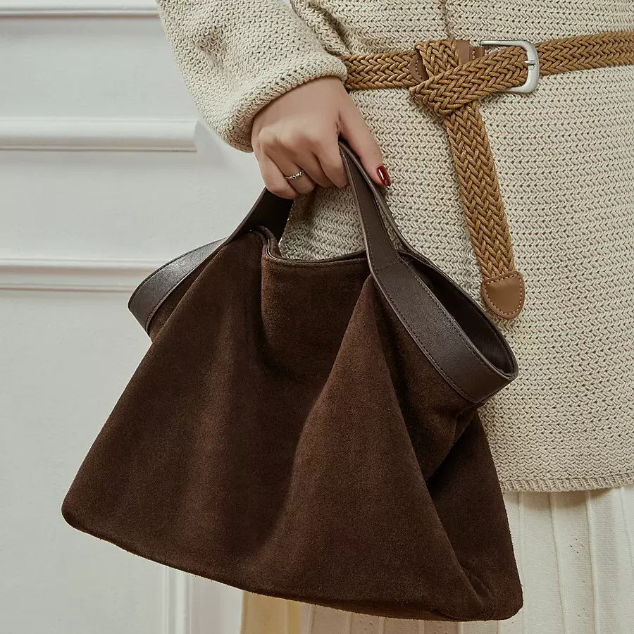 复古磨砂新款季单肩包大容量高级质感通勤托特包真皮女撞色斜挎包