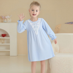 女の子長袖ナイトガウン純綿通気性女の子ホーム服パジャマ親子ベビーホーム服中大型子供用ナイトガウン