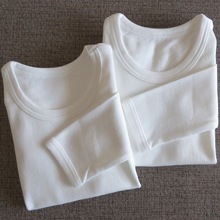 男女童纯棉纯白打底衫春秋衣低圆领长袖春秋棉毛衫T恤家居服打底