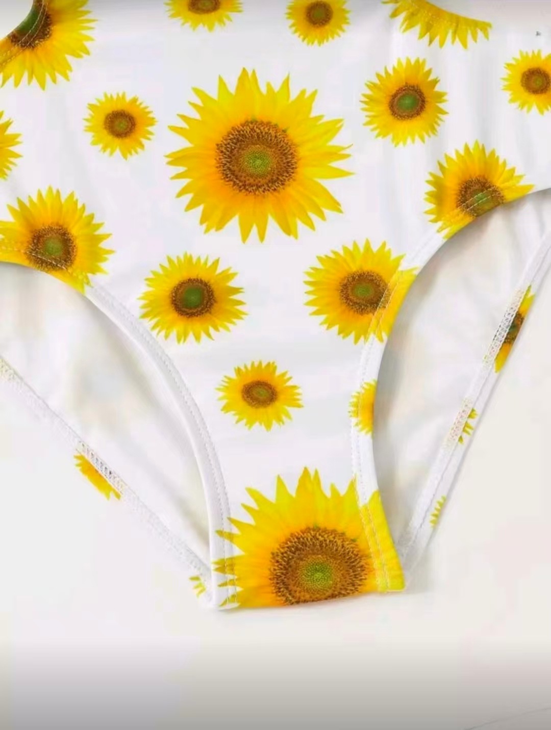 Mädchen Sonnenblumen Mesh Badeanzug Stilvoller Zweiteiler_voghion.com