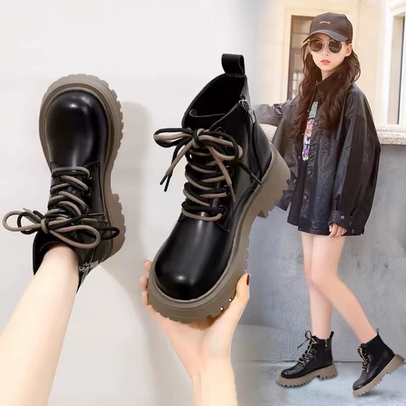 Детская обувь, бархатные сапоги для девочек, новый стиль осени и зимы 2025 года, большие детские зимние сапоги, короткие сапоги для девочек, детские сапоги из натуральной кожи.