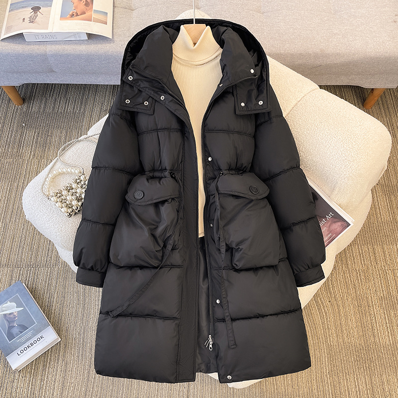 Europa y América ropa de algodón mujer 2025 invierno nuevo estilo de ropa de algodón coreana con capuchón grueso medio largo abrigo de pan suelto al por mayor image 6