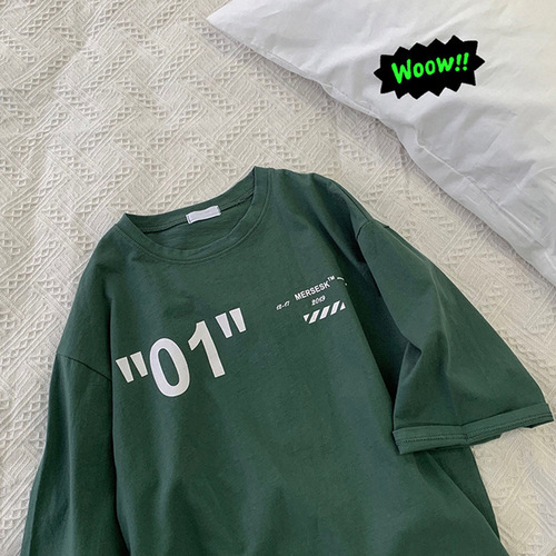 2025 Hong Kong Style Trendy Print Loose Half-Sleeve T-Shirt Summer Fashion Loose Round Neck Casual Short