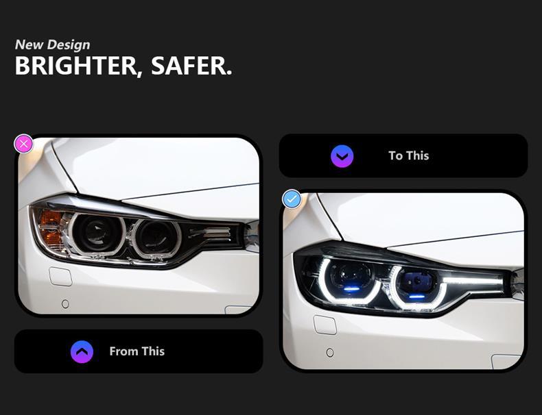 Specifically designed for BMW 3 Series headlight assemblies from 2012-2019, F30 F35 F31 modified LCI spoon headlights with dual lenses