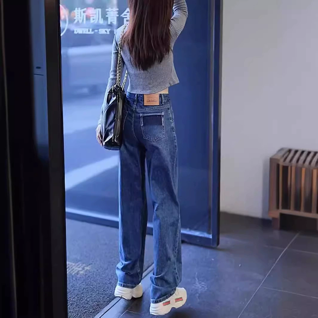 2122 портовый стиль ретро-мойки синие узкие джинсы летняя новая старшая сестра