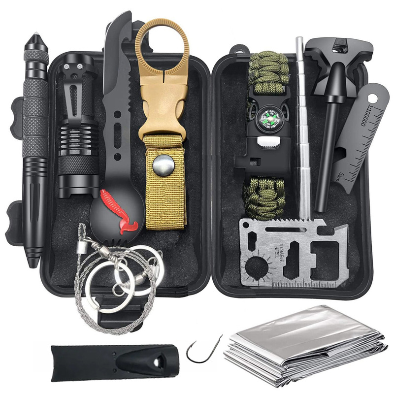 Wild Survival Equipment 13 Pieces Outdoor Supplies Multi-Functional Tool Set Adventure Self-Defense First Aid Camping Style Equipment